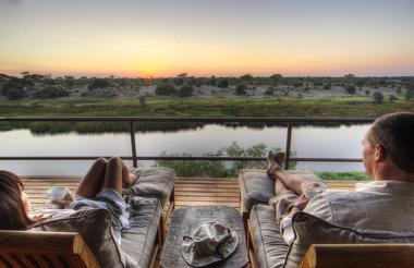 Breath taking view from the suites on 15 meter high cliffs overlooking the magnificent Boteti River