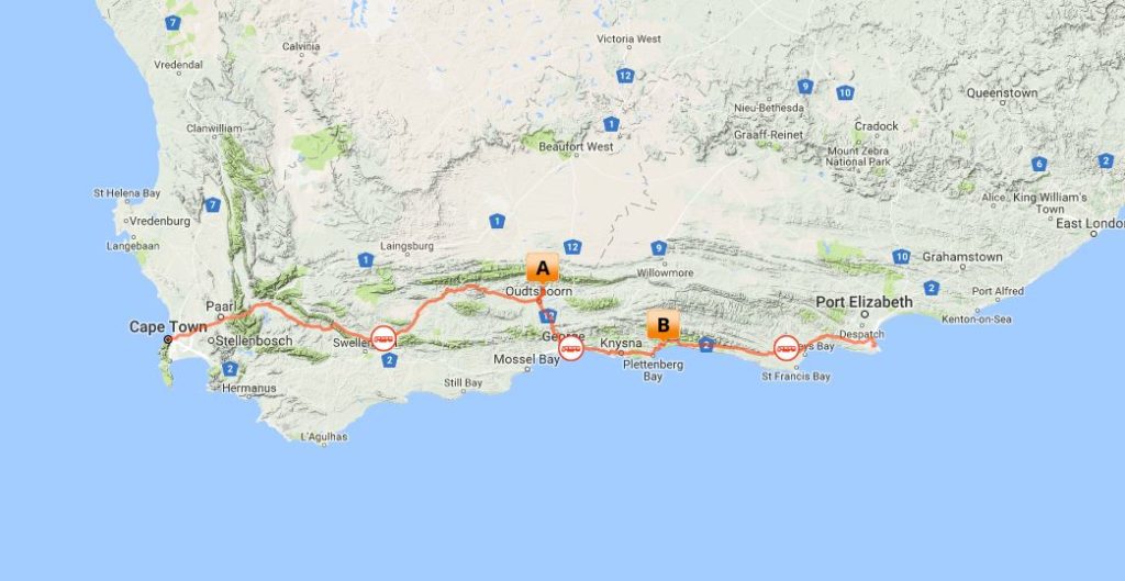 map garden route Adventures Africa African Safari and