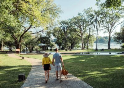 Garden walk Swimming pool and Zambezi River