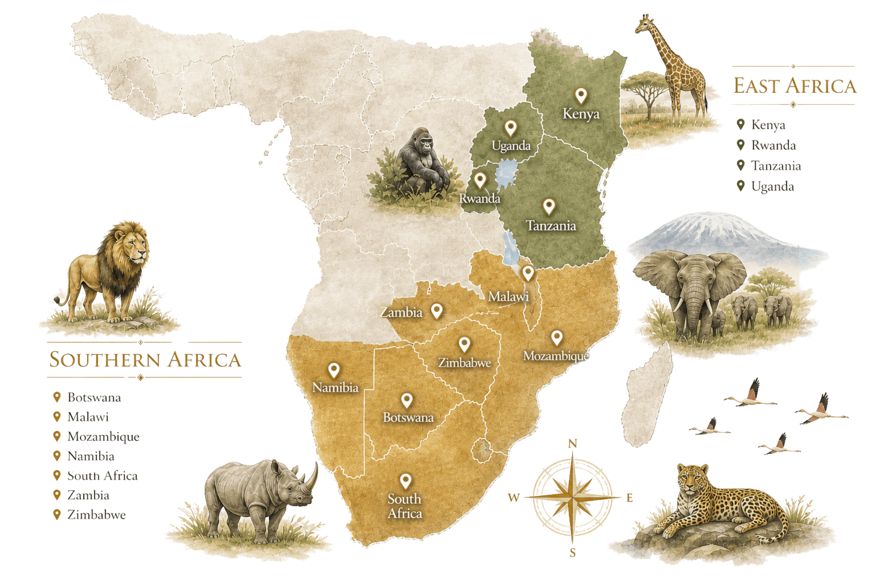 All Safari Destinations with Adventures Africa