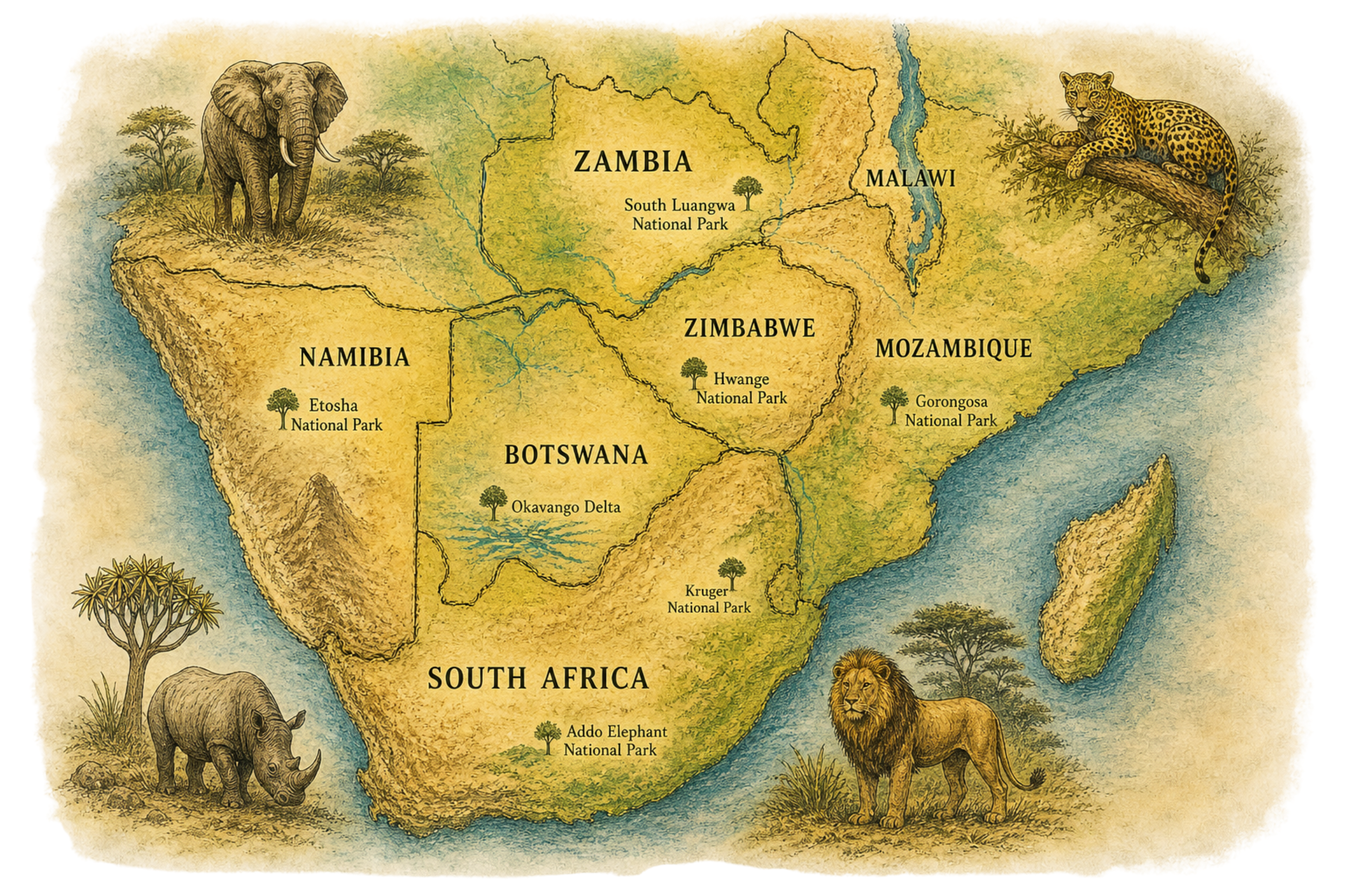 Southern Africa Map - Adventures Africa
